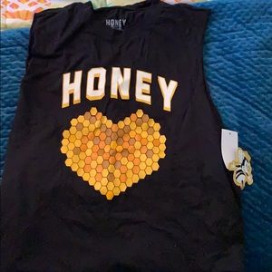 Black and gold Honey muscle tee